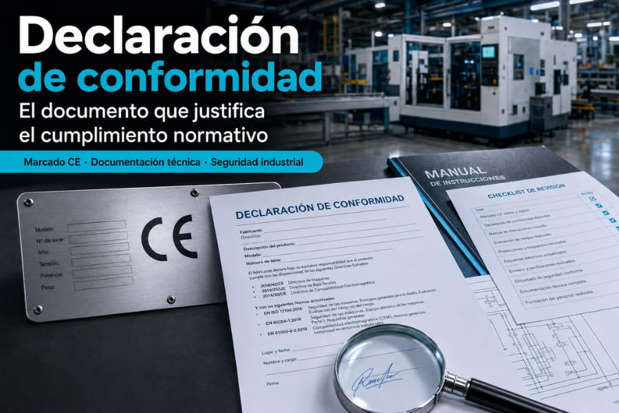 portada sobre la declaración de conformidad en maquinaria industrial,