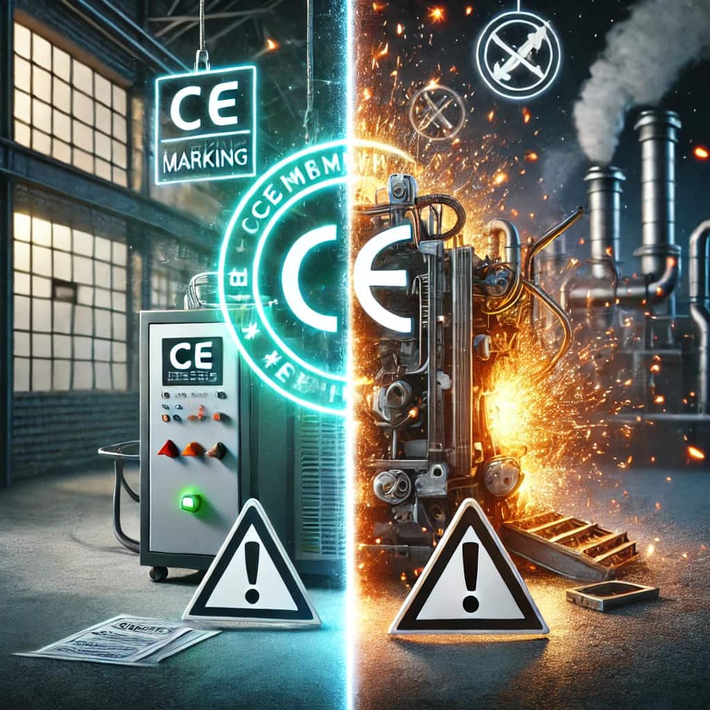 Imagen figurativa que representa los riesgos de no contar con el Marcado CE